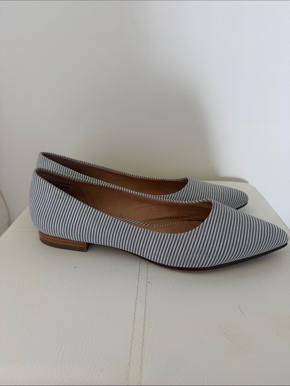 Caslon Blue and White Striped Pointed Toe Flats SIZE 10M